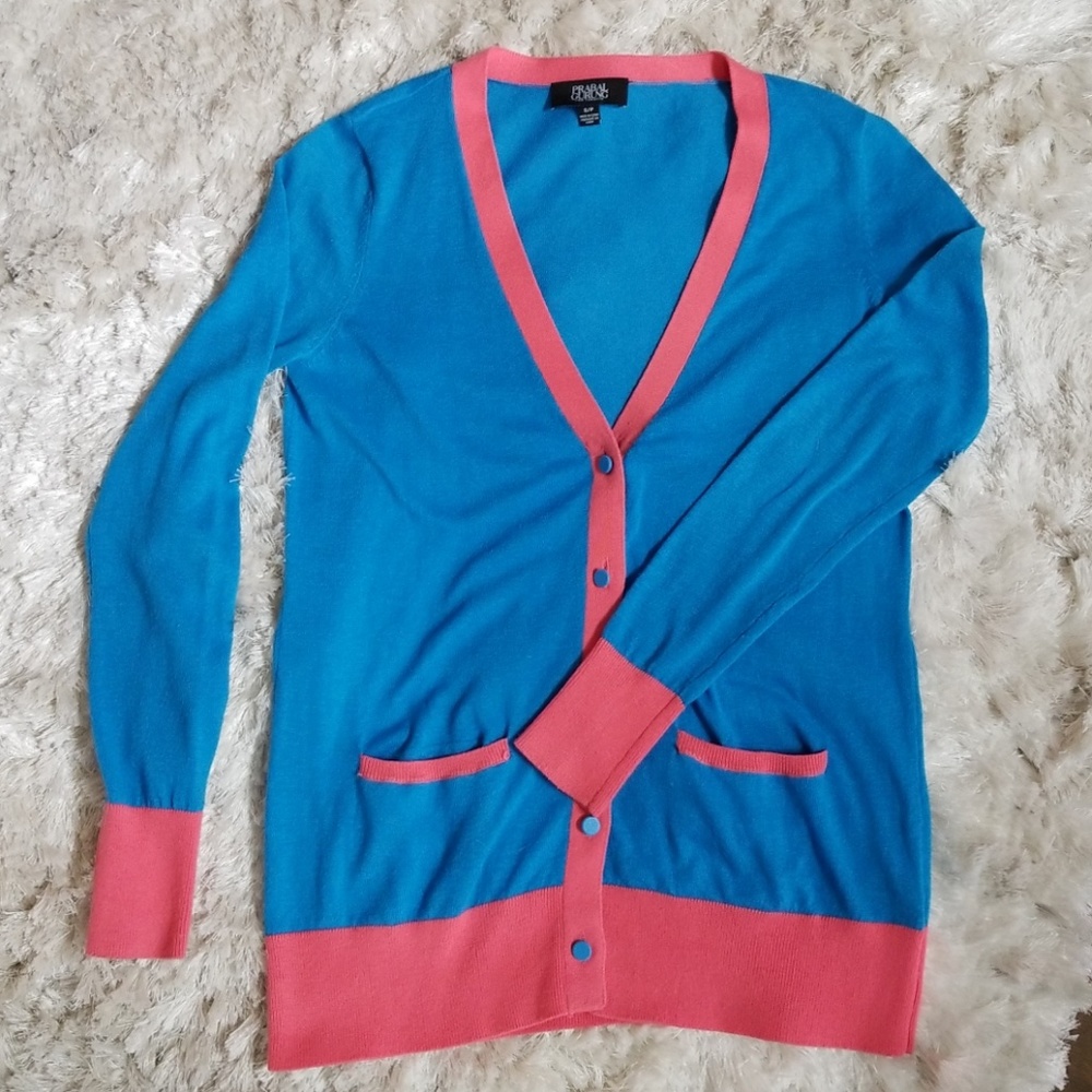 Prabal Gurung blue and pink cardigan
